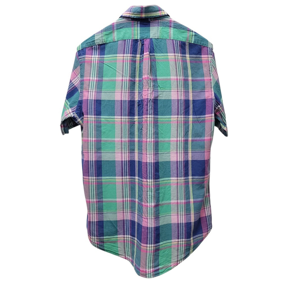 Polo Ralph Lauren Classic Fit Large Plaid Oxford Short Sleeve Woven Shirt Medium - Picture 4 of 6